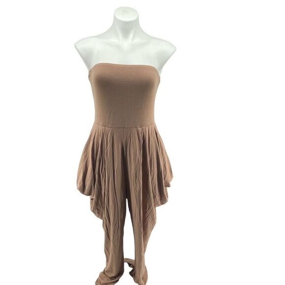 Heart & Hips Taupe Strapless Harem Jumpsuit – Women’s Medium, Stretch One-Piece - Picture 11 of 17
